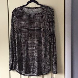 NWT Apt.9  Womens XL Long Sleeve Shirt Rayon Striped Black White